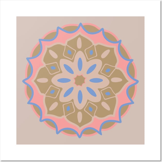 MOSAIQUE Boho Exotic Abstract Mediterranean Floral Mandala Pastel Pink Blue Cream - UnBlink Studio by Jackie Tahara Wall Art by UnBlink Studio by Jackie Tahara